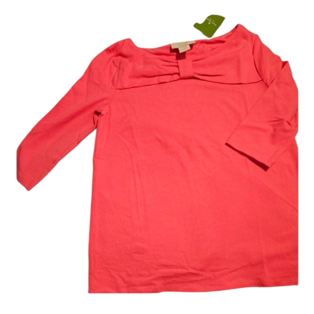 Kate Spade Long Sleeve T/Tee Shirt With Bow Deep Carnation Rose Girl's Size 10